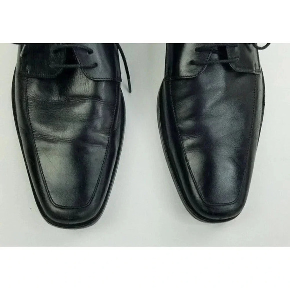 Hugo Boss Size 10 Men's Lace Up Embossed Logo Black Leather Shoes - Picture 4 of 12